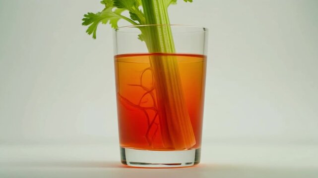 IMAX Macro of Celery Stalk in Colored Water Showing Capillary Action 4K