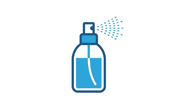 Minimalist black aerosol spray can symbol and pressure nozzle icon for disinfectant or paint application, graphic sign isolated on a clean white background for web design elements.