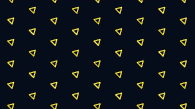 Repeating glowing blue triangle outlines on a dark navy background, creating a modern geometric pattern for technology themes, digital wallpapers, and motion backdrops