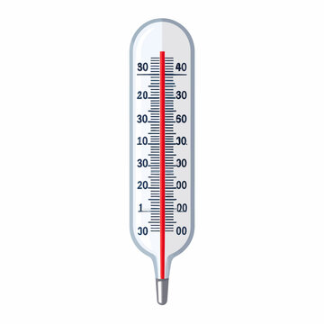 A classic mercury thermometer displaying a temperature reading of approximately 38 degrees Celsius, indicating a fever or elevated temperature