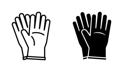 Obraz premium Protective rubber gloves icon set in outline and solid style