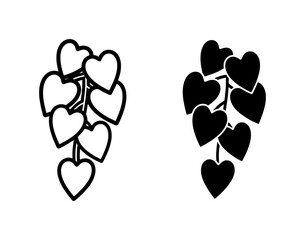 Heart Shaped Leaves Hanging on Branch Vector Icon Set © Anisul