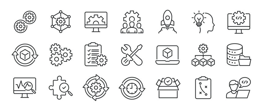 DevOps thin line icons. For website marketing design, logo, app, template, ui, etc. Vector illustration