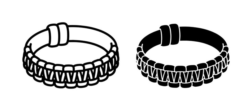Braided Paracord Survival Bracelet Icon Set