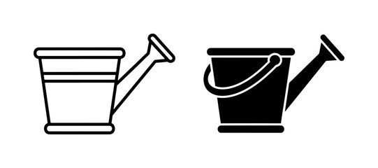 Watering can line and silhouette icon set © Shakibur