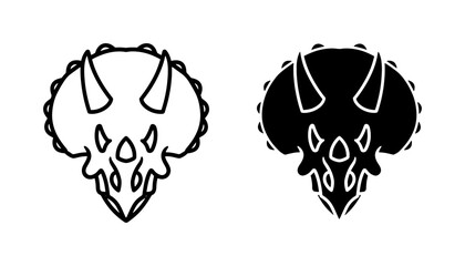 Triceratops Dinosaur Skull Head Minimalist Vector Icon Set © Mamun