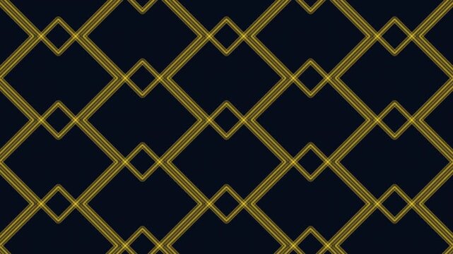 Seamless abstract footage of a blue neon diamond grid with glowing lines on a dark background, ideal for technology themes, digital networks, and futuristic design