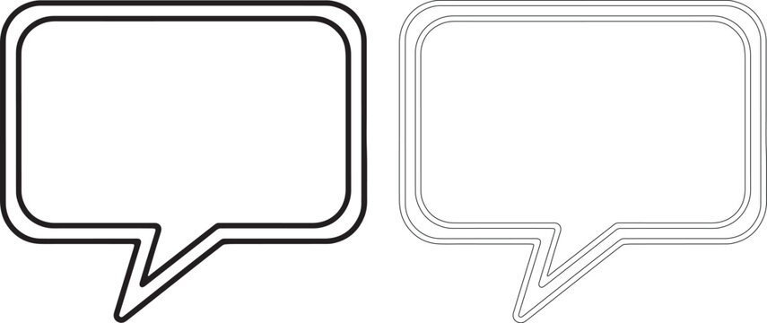 Two outline speech bubbles thin line talk chat communication