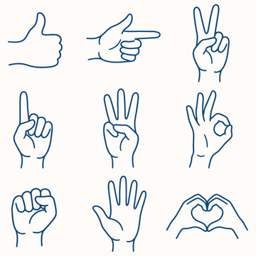 Collection of various hand gestures and signs