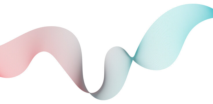 Abstract Colorful Gradient Wavy Lines on EPS Transparent Background