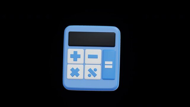 3D Blue Calculator Icon 4K Animation