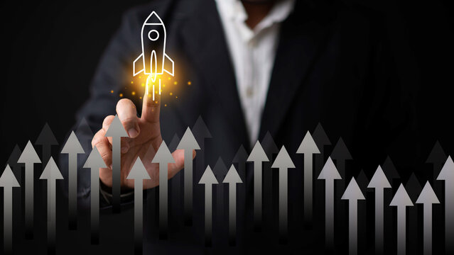 Startup launch and innovation drive fueling digital momentum, representing visionary growth, breakthrough execution, and rapid business acceleration in competitive markets.