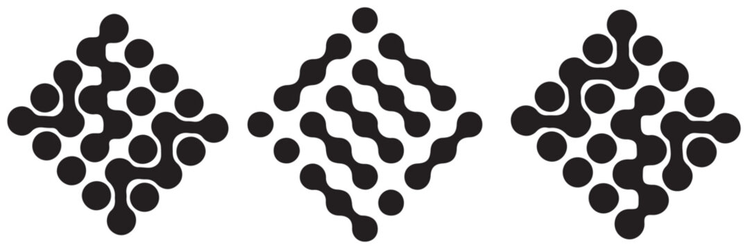 Set of abstract metaball shapes
