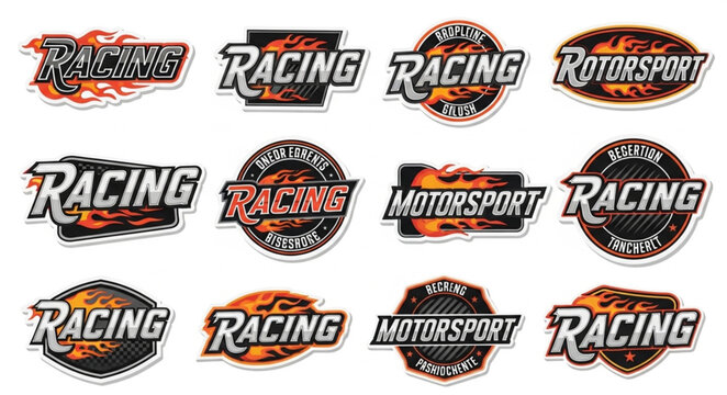Collection of racing and motorsport logos and emblems.