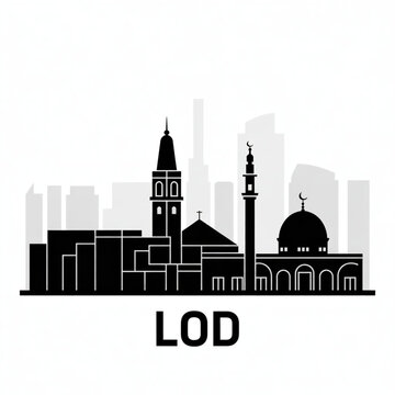 Lod Skyline Silhouette &mdash; A Historic Crossroads City in Israel Vector Illustration