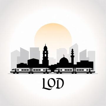 Lod Israel Skyline Silhouette &ndash; Historic Central District City Vector Illustration