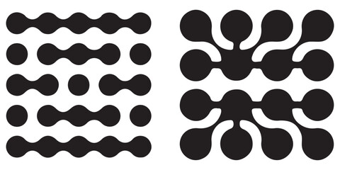 Fototapeta premium Set black metaballs isolated on a transparent background. Modern contemporary geometric shapes and elements. Metaball pattern. Liquid drops or morph shapes background. EPS 10.