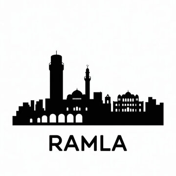 Ramla Israel Skyline Silhouette &ndash; Historic Islamic Heritage City Vector Illustration