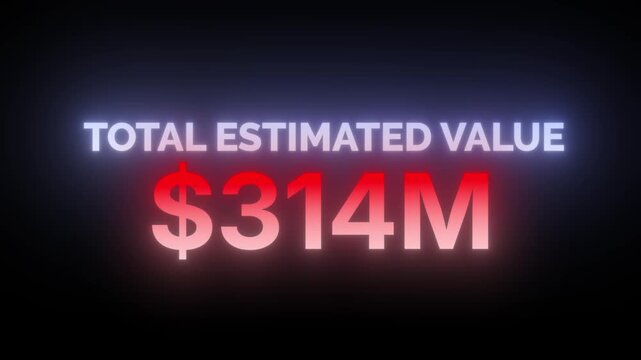 Animated counting dollar counter from zero to 600 million total 4k video	