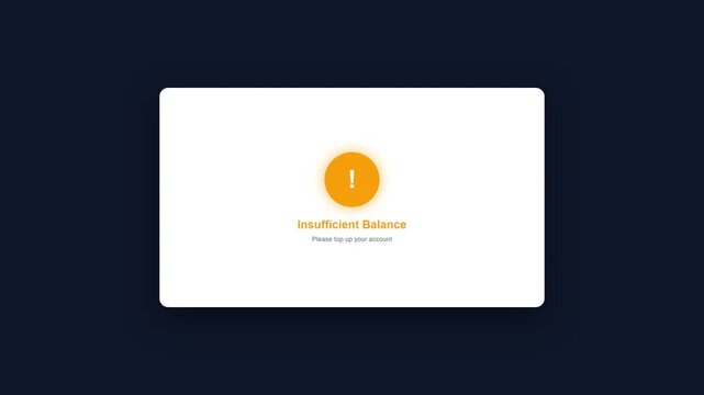 Error message on screen displays Insufficient Balance