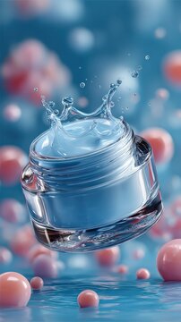 Crystal Clear Water Droplet in Colorful Bubbles
