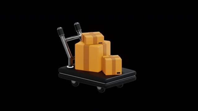 Logistics Hand Truck with Packages 4K Animation