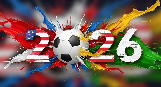 Vibrant fifa world cup 2026 soccer graphic with american and italian flags
