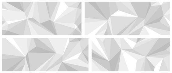 Fototapeta premium Crystal structure vector abstract low poly background set, 3D polygonal surface, dimensional minimal structure origami look like, light monochrome fractal abstraction.