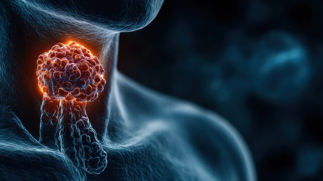 3d rendered medically accurate illustration of thyroid cancer.Thyroid disorder includes goiter, hyperthyroid, hypothyroid, tumor or cancer. Ultrasound diagnostics, thyroid diseases
