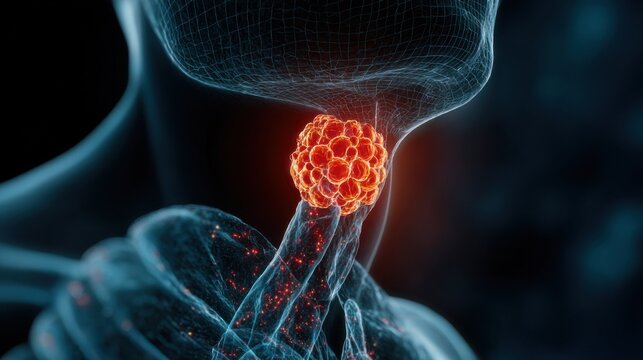 3d rendered medically accurate illustration of thyroid cancer.Thyroid disorder includes goiter, hyperthyroid, hypothyroid, tumor or cancer. Ultrasound diagnostics, thyroid diseases