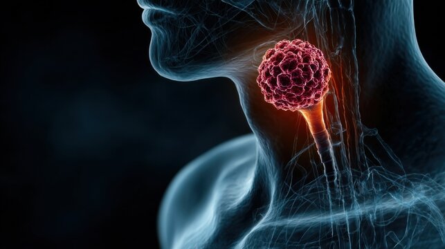 3d rendered medically accurate illustration of thyroid cancer.Thyroid disorder includes goiter, hyperthyroid, hypothyroid, tumor or cancer. Ultrasound diagnostics, thyroid diseases