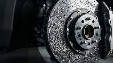 Fototapeta premium High Performance Carbon Ceramic Brake Disk for Sports Car in a Professional Workshop