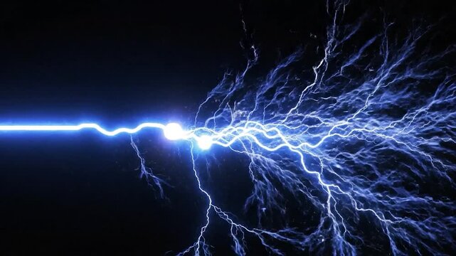 Electricity discharge in dark background.