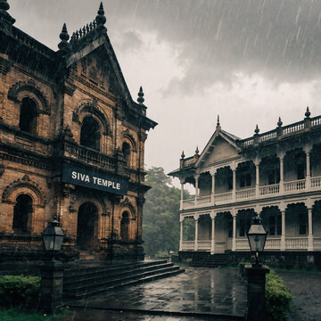 View at the Siva Temple and Roth Mondir buildings in Puthia - Bangladesh