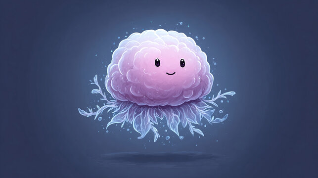 Discover the Delightful World of Cute Jellyfish: A Whimsical Underwater Character Bringing Joy and Color to Ocean Life in a Playful Fantasy Illustration.