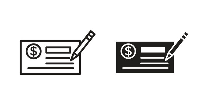 Money check icon for web and mobile app. Vector icons