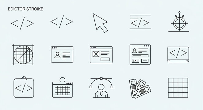 Collection of Web Development and Coding Icons.
