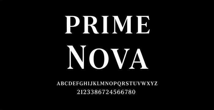 Prime Nova bold display font text with uppercase letters and numbers