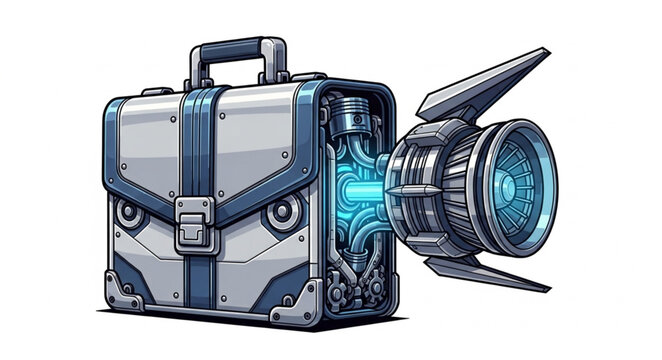 Startup Success Briefcase Engine Illustration

