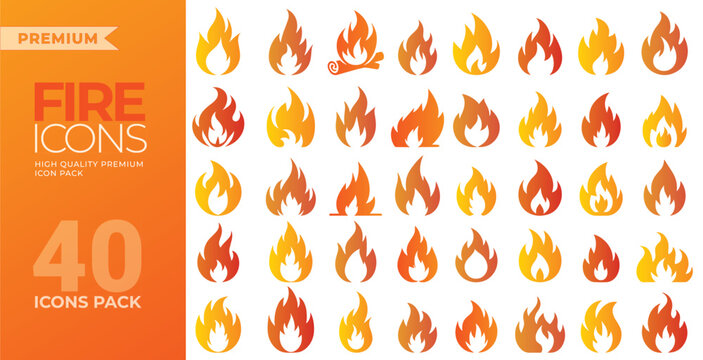 Fire and Flame Icons Collection for Heat, Energy, Safety and Warning Symbols