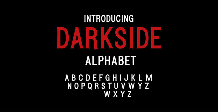 Darkside retro pixel style alphabet and title text display