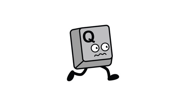 Anxious Running Keyboard Key Character Illustration for Tech Humor Office Productivity Stress and Geek Culture Sticker Design