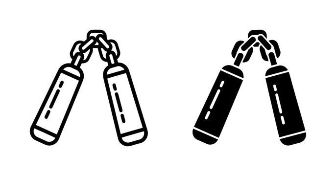 Nunchaku Martial Arts Weapon Icon Set