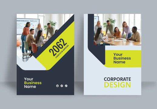 Business Report Cover Template &ndash; Yellow and Black Geometric Layout (A4)	
