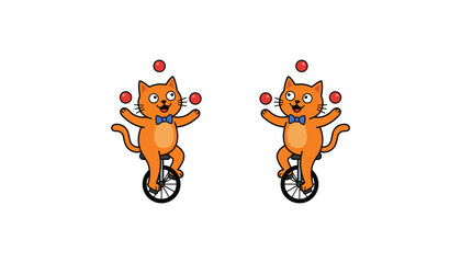 Cartoon Cats Juggling on Unicycles Illustration for Circus Performance Multitasking Balance Skill and Fun Entertainment Design © NaeemurRahman