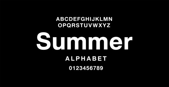 Summer bold white uppercase text with alphabet and numbers