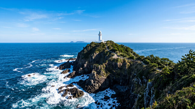 Scenic Lighthouse on Rocky Coastal Headland