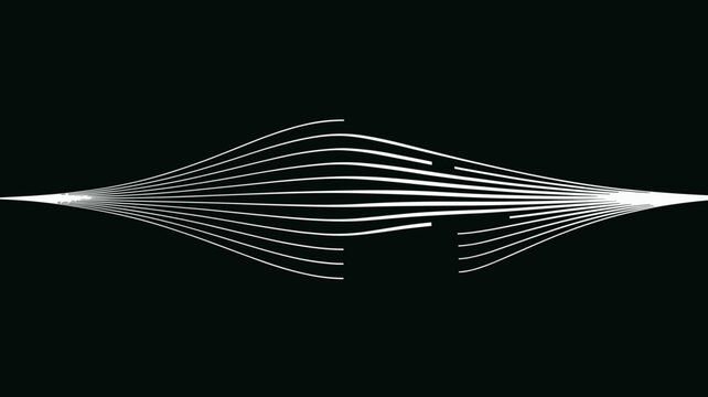 Horizontal white-on-black wave stream &ndash; Great for sound processing, network load visualization, or dynamic tech backgrounds.