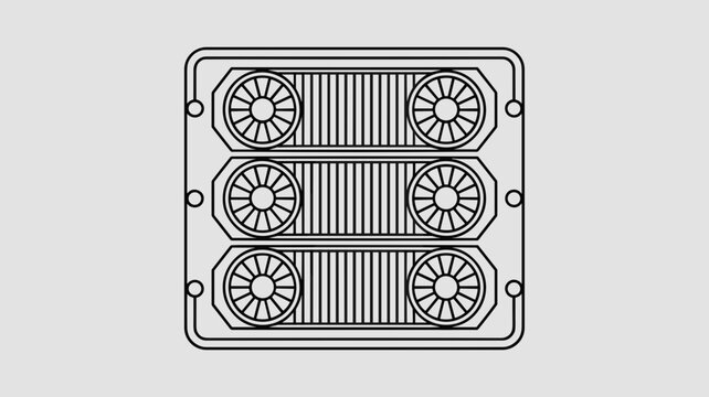 Architectural server fan wireframe &ndash; Perfect for server cooling tech, data center management, or thermal engineering.