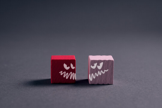 Two opposing characters facing each other expressing conflict and tension